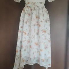 Lowry's Farm Free サイズ 花柄 白オレンジ色 ロング丈スカート