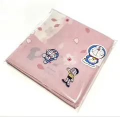 新品　ドラえもん　ハンカチ　桜　綿100％　刺繍　日本製　大判サイズ　個包装