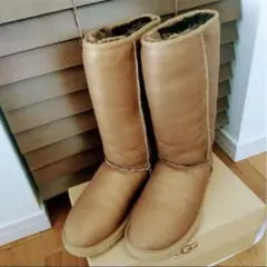 UGG レザー調ブーツ ボア ロング(膝下丈) 23cm 希少デザイン