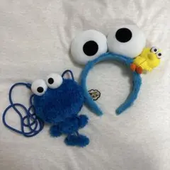 クッキーモンスターとエルモのカチューシャ、ポシェットセット