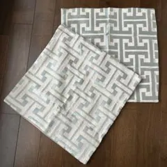 クッションカバー2枚セット グレーとベージュの幾何学模様