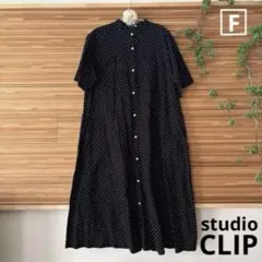 スタディオクリップ ＊ デザインバンドカラーシャツワンピース　（ドット）