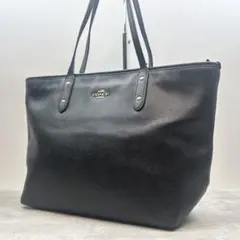 COACH コーチ トートバッグ 肩掛け レザー ブランドロゴ A4収納 黒色