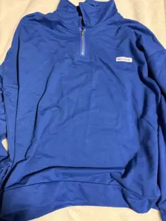 青 ハーフジップ トレーナー