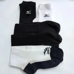 Mizuno スポーツソックス 5本指 黒白他④足セット