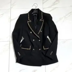 【ZARA】ザラ M コントラスト ブークレジャケット ゴールドボタン 黒 ZARA】ザラ S コントラスト ブークレジャケット ゴールドボタン