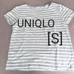 [UNIQLO]ボーダー半袖Tシャツ（Sグレー×ホワイト）