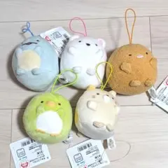 すみっコぐらし　ばんざいゴムひも付きマスコット　5種セット