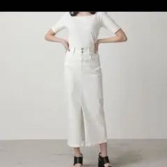 アズール　　デニム　白　ロングスカート