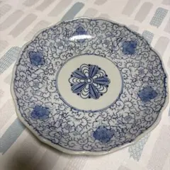 青い花模様 昭和レトロ　古いお皿
