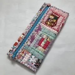 平成レトロ　パッチワーク　ログキャビン　 ペンケース　ポーチ