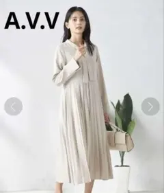 a.v.v 【極美品】　【洗濯機で洗える】ボウタイプリーツワンピース