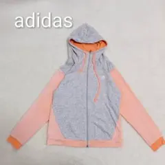 【アディダス】adidas フード付きフルジップパーカー M グレー k3434