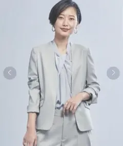 【美品】グリーンレーベルリラクシング ノーカラージャケット XSサイズ グレー