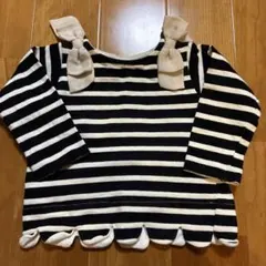 プティマイン　ストライプ 長袖カットソー リボン付き　80センチ