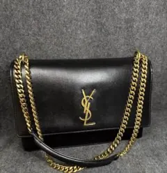 YSL ブラックレザー ショルダーバッグ