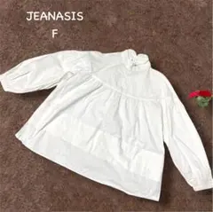【ジーナシス】F ハイネックブラウス　ネックシャーリング　体型カバー　コットン