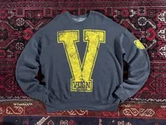 USA古着 ビッグプリント スウェット トレーナー チャコールグレー L