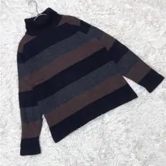 『LDB』(S) ラムウールハイネックセーター マルチボーダー シックカラー