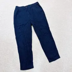 スタディオクリップ　ボトムス　カジュアルパンツ　Lサイズ　ネイビー　麻リネン