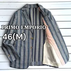 美品 PRIMO EMPORIO ストライプ 麻混コットン テーラードジャケット