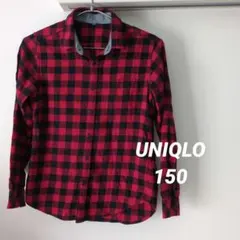 UNIQLO 赤・黒チェック 長袖シャツ 150