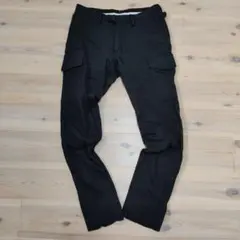 【ナノ・ユニバース】ウール混ダークグレー カーゴパンツ　あったか　細身