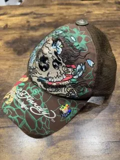 Ed Hardy メッシュキャップ スカル刺繍 ブラウン