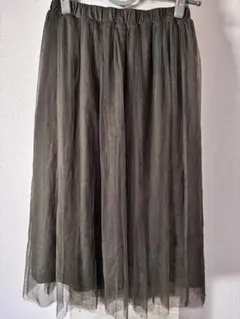 earth music&ecology シフォン オリーブグリーンロングスカート