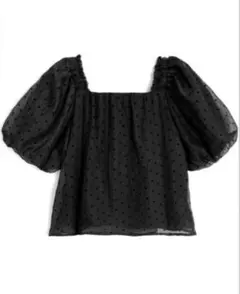 GRL ドット柄シアーバルーンスリーブブラウス[ac2247] ブラック