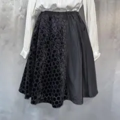 美品 フレアスカート 黒 ベロア サテン ゴスロリ ゆるふわ