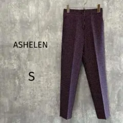 4144【ASHELEN/アッシュエレン】ジャガードアンクルパンツ　ドット　S