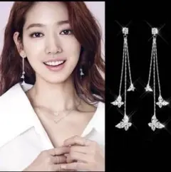 ピアス ロングピアス シルバー クリスマス 韓国ドラマ 揺れる