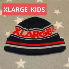 XLARGE キッズ ニットキャップ ネイビー/レッド/グレー エクストララージ