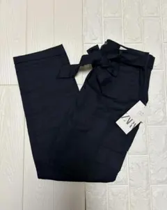 ZARA　リネンパンツ　ネイビー