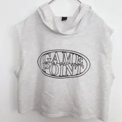 【SHEIN】GAME POINT ロゴ入り クロップド ノースリーブパーカー