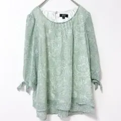 ペイズリー柄七分袖チュニック ブラウス M