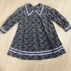 fafa 細コーデュロイ花柄シャツワンピース 120cm