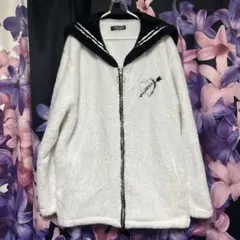 セーラー襟TRAVAS TOKYO セーラーカラー ボアパーカー 白 フリース
