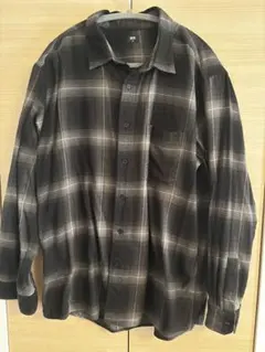 UNIQLO ブラック系チェック ネルシャツ XL