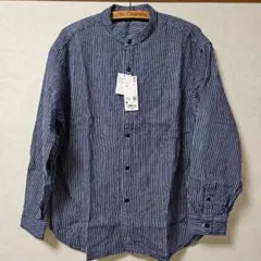 【新品】UNIQLO ヒッコリーオーバーサイズスタンドカラーシャツ M