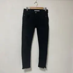 ZARA ブラック スキニーデニム フリンジ
