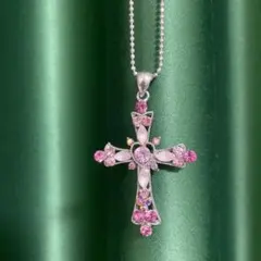 ピンク十字架　クロス　ペンダント　ネックレス