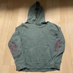 Ralph Laurenエルボーパッチ付きライトニットパーカー オリーブグリーン