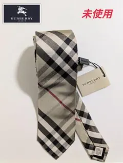 未使用★バーバリー ロンドン ノバチェック ゴールド メタリック ネクタイ