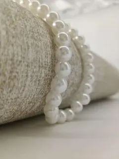 パールネックレス シルバーホワイト アクセサリo