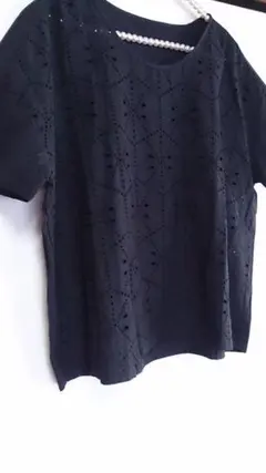 ♡新品タグ＊大きいサイズ＊エンブロイダリーブラウス♪LL◎ブラック