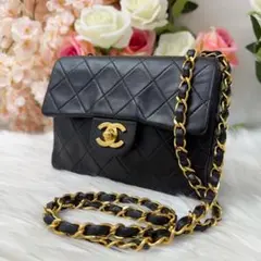 シャネル ミニマトラッセ ラムスキン チェーンショルダーバッグ ブラック