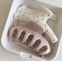 ドット柄ヘアクリップ2個セット 新品・未使用