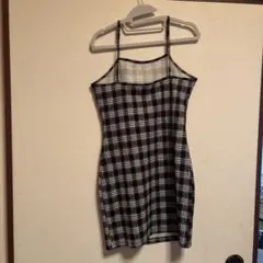 SHEIN チェック柄キャミワンピース ブラック M